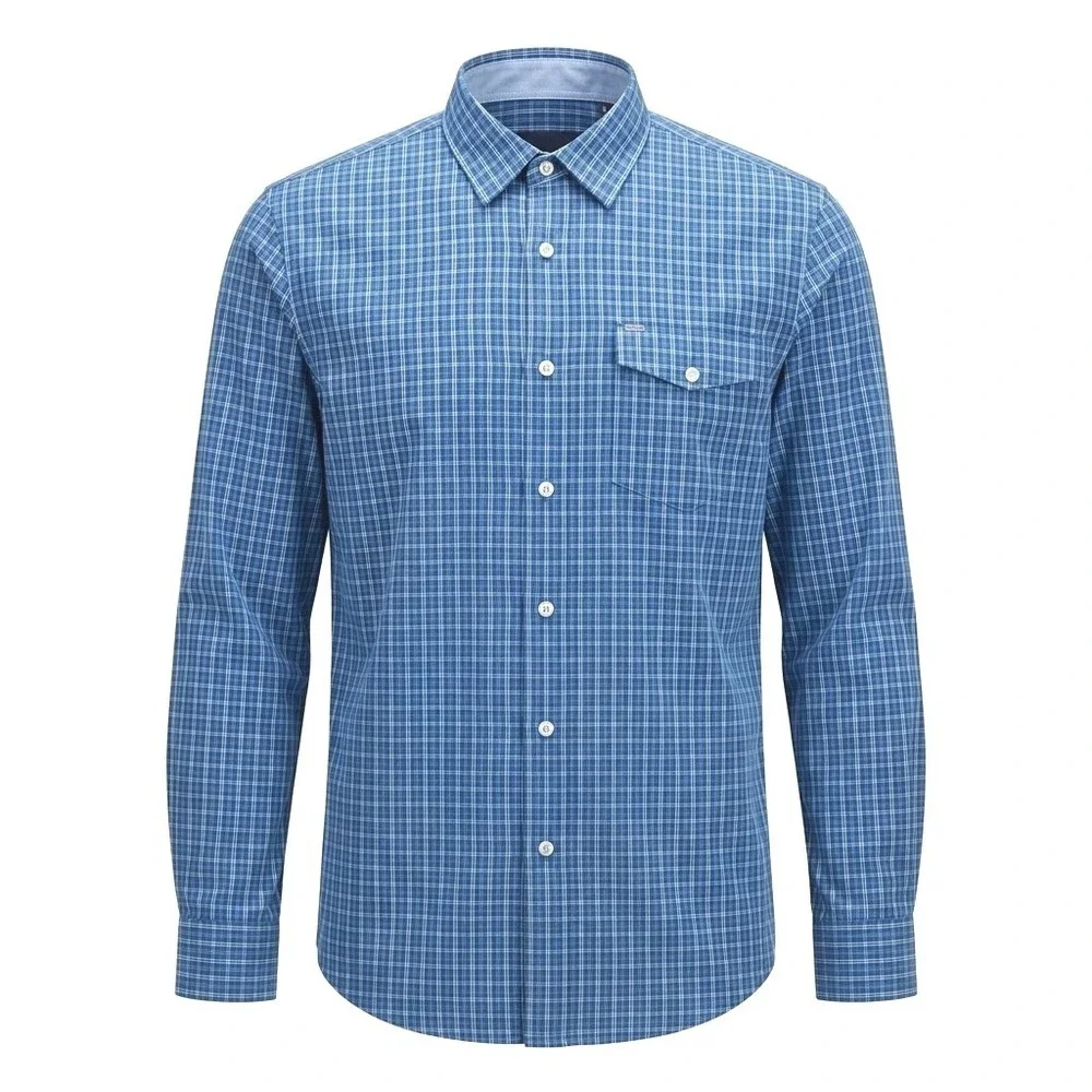 Criquet Mens Blue Plaid Western Pearl Snap Performance Shirt Large - CJ - Picture 7 of 8